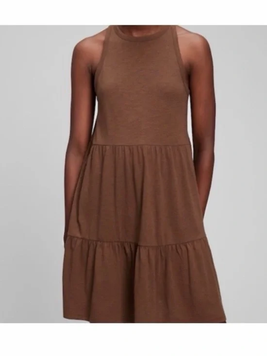 Gap Tiered Sleeveless Dress In Mocha NWT - Picture 1 of 5
